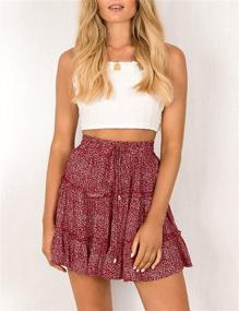 img 3 attached to 🌸 Stylish UANEO Womens Summer Floral Print Mini Skirt: High Waist, Ruffled Pleats and Elastic Fit