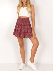 img 1 attached to 🌸 Stylish UANEO Womens Summer Floral Print Mini Skirt: High Waist, Ruffled Pleats and Elastic Fit