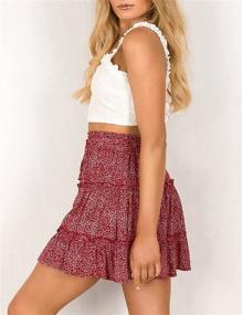 img 2 attached to 🌸 Stylish UANEO Womens Summer Floral Print Mini Skirt: High Waist, Ruffled Pleats and Elastic Fit