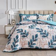 🌿 flysheep botanical bed in a bag twin for kids, blue-green leaves on white 6-piece comforter set with sheets (1 comforter, 1 flat sheet, 1 fitted sheet, 2 pillow shams, 1 pillowcase) logo