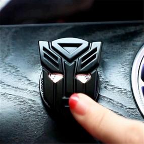 img 1 attached to Enhance Your Car's Interior with Autobot-Black Transformers Car One-Button Start Button Protective Cover: A Stylish Metal Decorative Sticker for Ignition Device Switch