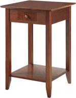 ☕ espresso end table with drawer and shelf - convenience concepts american heritage logo