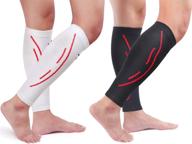 🔴 calf compression sleeves for men & women - tofly 2 pairs, premium quality footless leg compression socks support for sports, running, cycling, travel, calf pain relief, shin splint, black + white s логотип