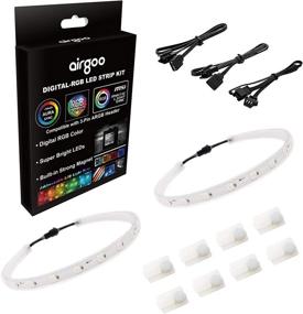 img 4 attached to 💡 Airgoo Addressable RGB PC LED Strip with WS2812B RGBIC for ASUS Aura SYNC, Gigabyte RGB Fusion, MSI Mystic Light Sync Motherboard