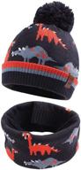 🦖 зимняя вязаная шапка-бини для малышей мальчиков - дизайн с динозаврами для мальчика, милые помпонные шапки для детей логотип