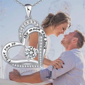 img 3 attached to 💖 925 Sterling Silver Heart Necklace for Women: I Love You to The Moon and Back – Ideal Gift for Girls