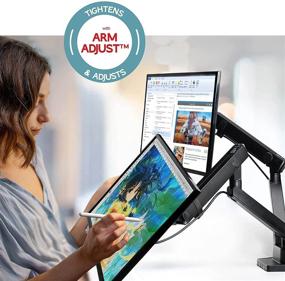 img 3 attached to 🖥️ Dual Monitor Stand - Adjustable Dual Monitor Arm Mount for 32 inch Monitors - VESA Mount, Desktop Montaje - Ideal Monitor Arms & Stands for Dual Display