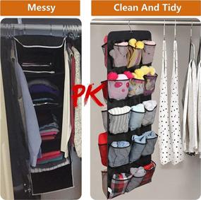 img 1 attached to 🔘 Convenient and Space-Saving: AOODA Hanging Shoe Rack with 30 Large Pockets & Rotating Hanger in Black