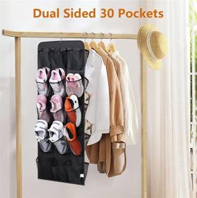img 3 attached to 🔘 Convenient and Space-Saving: AOODA Hanging Shoe Rack with 30 Large Pockets & Rotating Hanger in Black