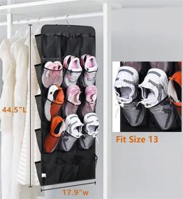 img 2 attached to 🔘 Convenient and Space-Saving: AOODA Hanging Shoe Rack with 30 Large Pockets & Rotating Hanger in Black