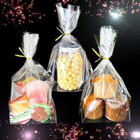 img 3 attached to 🛍️ 8"x 11" PigPotParty Bottom Gusset Bags - 50 Clear Cello Cellophane Treat Goodie Bags with Twist Ties - Ideal for Party Favors, Gift Mug Wrapping, and Food Storage - No Side Gusset