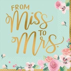 img 1 attached to 🍾 amscan From Miss to Mrs. Stamp Bevererage Napkins - 16pc, Multicolored