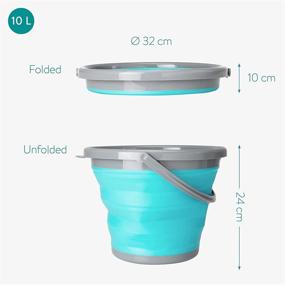 img 2 attached to Navaris Collapsible Bucket with Handle - 2.6 Gallon (10L) Portable Pail - Size L, Blue: Ideal for Camping, Beach, Gardening, Fishing & More