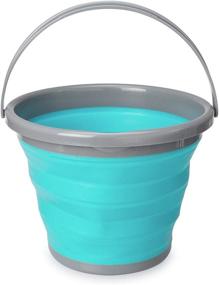img 4 attached to Navaris Collapsible Bucket with Handle - 2.6 Gallon (10L) Portable Pail - Size L, Blue: Ideal for Camping, Beach, Gardening, Fishing & More