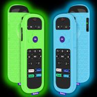 📱 2-пакетный силиконовый чехол для roku voice remote pro 2021 - защитный чехол от скольжения и ударов для пульта дистанционного управления roku ultra 2020/2019/2018 - светящийся синий и светящийся зеленый - покров для хранения логотип