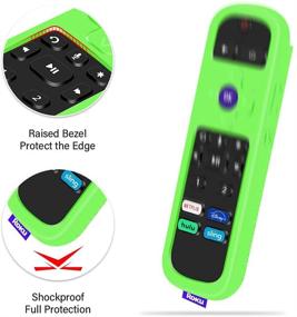 img 1 attached to 📱 2-пакетный силиконовый чехол для Roku Voice Remote Pro 2021 - защитный чехол от скольжения и ударов для пульта дистанционного управления Roku Ultra 2020/2019/2018 - светящийся синий и светящийся зеленый - покров для хранения