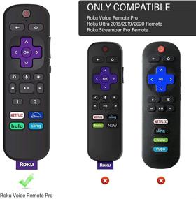 img 2 attached to 📱 2-пакетный силиконовый чехол для Roku Voice Remote Pro 2021 - защитный чехол от скольжения и ударов для пульта дистанционного управления Roku Ultra 2020/2019/2018 - светящийся синий и светящийся зеленый - покров для хранения