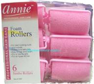 💖 annie classic foam cushion rollers #1055 - 6 count pink jumbo 1-1/2 inch: convenient hair styling solution logo