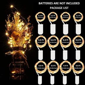 img 3 attached to 🌟 12 Pack Battery Operated Fairy Lights with 240 Mini LEDs - Warm White, Multi Length Starry String Lights for Jars, Parties & Holidays