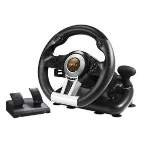 img 4 attached to 🎮 Рулевое колесо для гоночных игр PXN V3II для ПК: универсальное USB-колесо для симулятора автомобиля с углом поворота 180° и педалями для PS3, PS4, Xbox One, Xbox Series X/S, Nintendo Switch.
