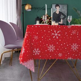 img 3 attached to ✨ Xikaywnt Rectangle Christmas Tablecloth Decorative: Elevate your Festive Dining Experience!