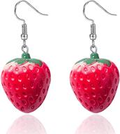 cute 3d acrylic fruit resin strawberry earrings for women teen girls – tianbangshi creative personalized red strawberry drop dangle earrings logo