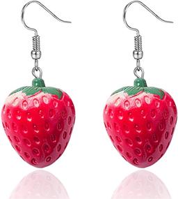 img 4 attached to Cute 3D Acrylic Fruit Resin Strawberry Earrings for Women Teen Girls – TIANBANGSHI Creative Personalized Red Strawberry Drop Dangle Earrings