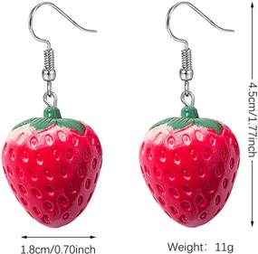 img 3 attached to Cute 3D Acrylic Fruit Resin Strawberry Earrings for Women Teen Girls – TIANBANGSHI Creative Personalized Red Strawberry Drop Dangle Earrings