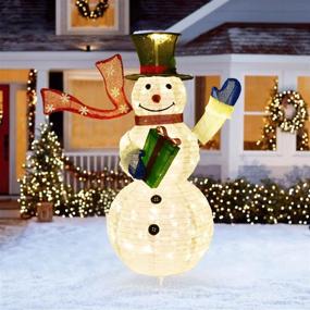 img 2 attached to DearHouse 4Ft Collapsible Lighted Christmas Snowman: Removable Hands & Scarf, Pre-Lit LED with Top Hat - Perfect for Holiday Xmas Decorations!