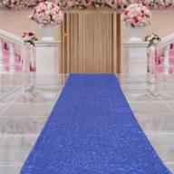 👑 trlyc royal blue sequin aisle runner: perfect for a glamorous wedding ceremony - 24 inch by 15ft логотип