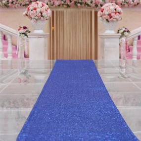 img 1 attached to 👑 TRLYC Royal Blue Sequin Aisle Runner: Perfect for a Glamorous Wedding Ceremony - 24 Inch by 15FT