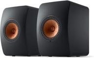 pair of carbon black kef ls50 wireless ii speakers logo