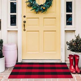 img 4 attached to Red Buffalo Plaid Outdoor Rug, 23.6'' X 35.4'' - Farmhouse Entryway Rug, Front Porch Mat, Hallway Carpet - Washable, 2'X3'