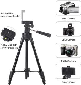 img 3 attached to GIZOMOS GM-G100 51.2'' Lightweight Aluminum Camera Tripod with Bluetooth Remote and Carry Bag: Perfect for DSLR, SLR, Smartphone, iPhone & Android, up to 6.2lb Load Capacity