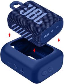 img 3 attached to 🔵 Синий силиконовый чехол для портативного Bluetooth-динамика JBL GO 3 GO3 - водонепроницаемый гелевый чехол с резиновым чехлом и сумкой для переноски