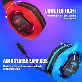 img 2 attached to 🎧 BENGOO G9500 Gaming Headset Headphones for PS4 Xbox One PC Controller - Over Ear Headphones with 720° Noise Cancelling Mic, Bicolor LED Light, Soft Memory Earmuffs - Compatible with Gamecube, Super Nintendo, and PS5