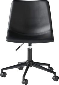 img 1 attached to Black Faux Leather Adjustable Swivel Bucket Seat Home Office Desk Chair by Signature Design