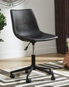 img 3 attached to Black Faux Leather Adjustable Swivel Bucket Seat Home Office Desk Chair by Signature Design