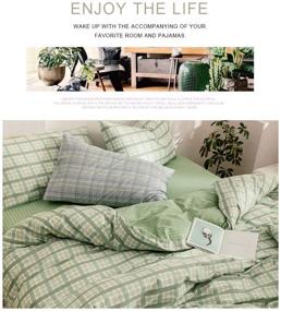 img 1 attached to 🛏️ Plaid Grid Duvet Cover Set Queen Size - Hotel Quality Bedding, Cotton Comforter Cover for Men, Teens, and Women