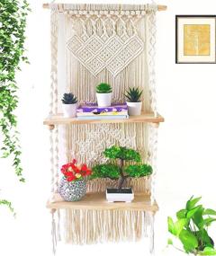 img 4 attached to 🧵 Organize and Elevate Décor with Induslyfe Macrame Wall Hanging Shelf (Tier 2, Natural White)