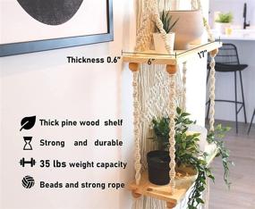 img 3 attached to 🧵 Organize and Elevate Décor with Induslyfe Macrame Wall Hanging Shelf (Tier 2, Natural White)