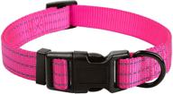 🐾 mile high life dog collar: nylon thick fabric with reflective straps in lime green, hot blue, pink, purple, and red logo