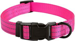 img 4 attached to 🐾 Mile High Life Dog Collar: Nylon Thick Fabric with Reflective Straps in Lime Green, Hot Blue, Pink, Purple, and Red