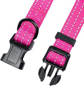 img 2 attached to 🐾 Mile High Life Dog Collar: Nylon Thick Fabric with Reflective Straps in Lime Green, Hot Blue, Pink, Purple, and Red