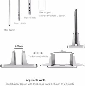 img 2 attached to Универсальная вертикальная подставка для ноутбука из алюминия - Размер док-станции регулируется, серый - Совместим с Lenovo/MacBook Pro/Air Dell Hp Surface iPad