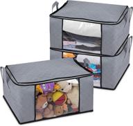 🛍️ regal bazaar clothes storage bag: extra-large capacity organizer bins with sturdy handles and dual zippers - set of 3 gray bags (3x90l) logo