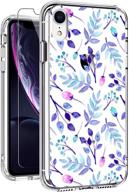 🌸 giika iphone xr cases: clear purple floral design, ultra-thin shockproof protection with glass screen protector – ideal for women and girls (6.1 inch, 2018) logo