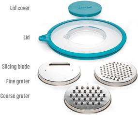 img 1 attached to 🥣 Goodful Stainless Steel Mixing Bowl with Non-Slip Bottom, Lid, and 3 Interchangeable Grater Inserts: A Versatile 5 Quart Prep Bowl in Teal