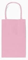 premium 12ct small light pink biodegradable paper: food safe ink, sturdy & thicker quality, colored handle kraft bag logo