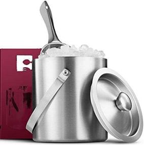 img 1 attached to 🍾 FineDine Brushed Stainless Steel Double-Walled Ice Bucket: Compact & Heavy-Duty Metal Ice Bucket for Ice and Chilling Wine & Liquor Bottles